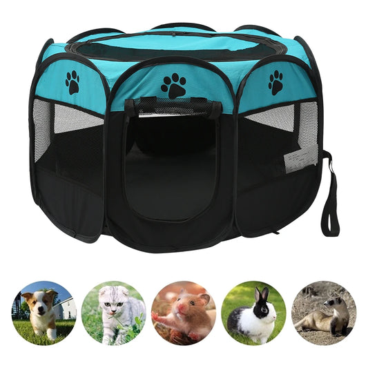 Folding Pet Tent Dog House Camping Accessories Pet Cage Octagonal Cage Fence Outdoor Big Dogs For Cat Tent Playpen Puppy Kennel