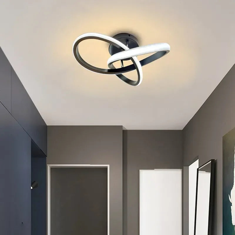 Small Modern LED Ceiling Light 2 Rings Creative Design Ceiling Lamp Indoor Lighting Fixtures Hallway Balcony Aisle Office Lustre