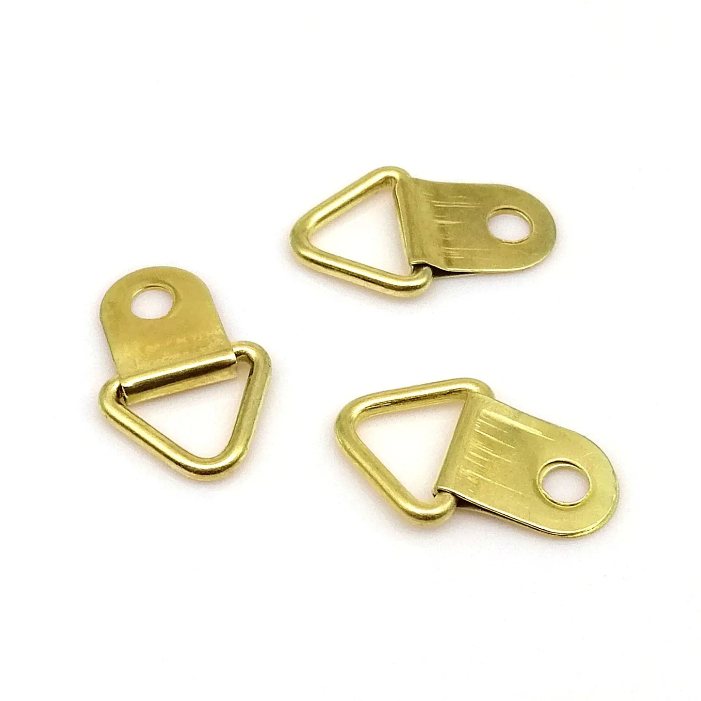 100pcs Golden Triangle D-Ring Hanging Picture Oil Painting Photo Mirror Frame Wall Hooks Hangers With 100 Screws 10x20mm