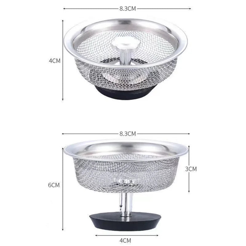 Kitchen Sink Filter Stainless Steel Mesh Sink Strainer Filter Bathroom Sink Strainer Drain Hole Filter Trap Waste Screen