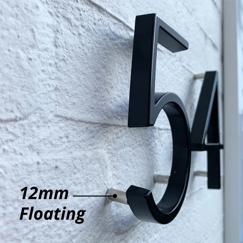 125mm Floating House Number Letters Big Modern Door Alphabet Home Outdoor 5 in.Black Numbers Address Plaque Dash Slash Sign #0-9